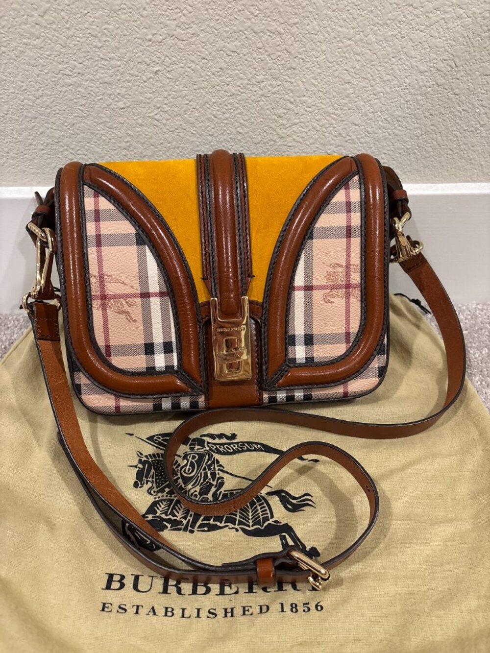 Burberry Haymarket Check Multicolor Top Handle Crossbody Bag - Picture 2 of 16